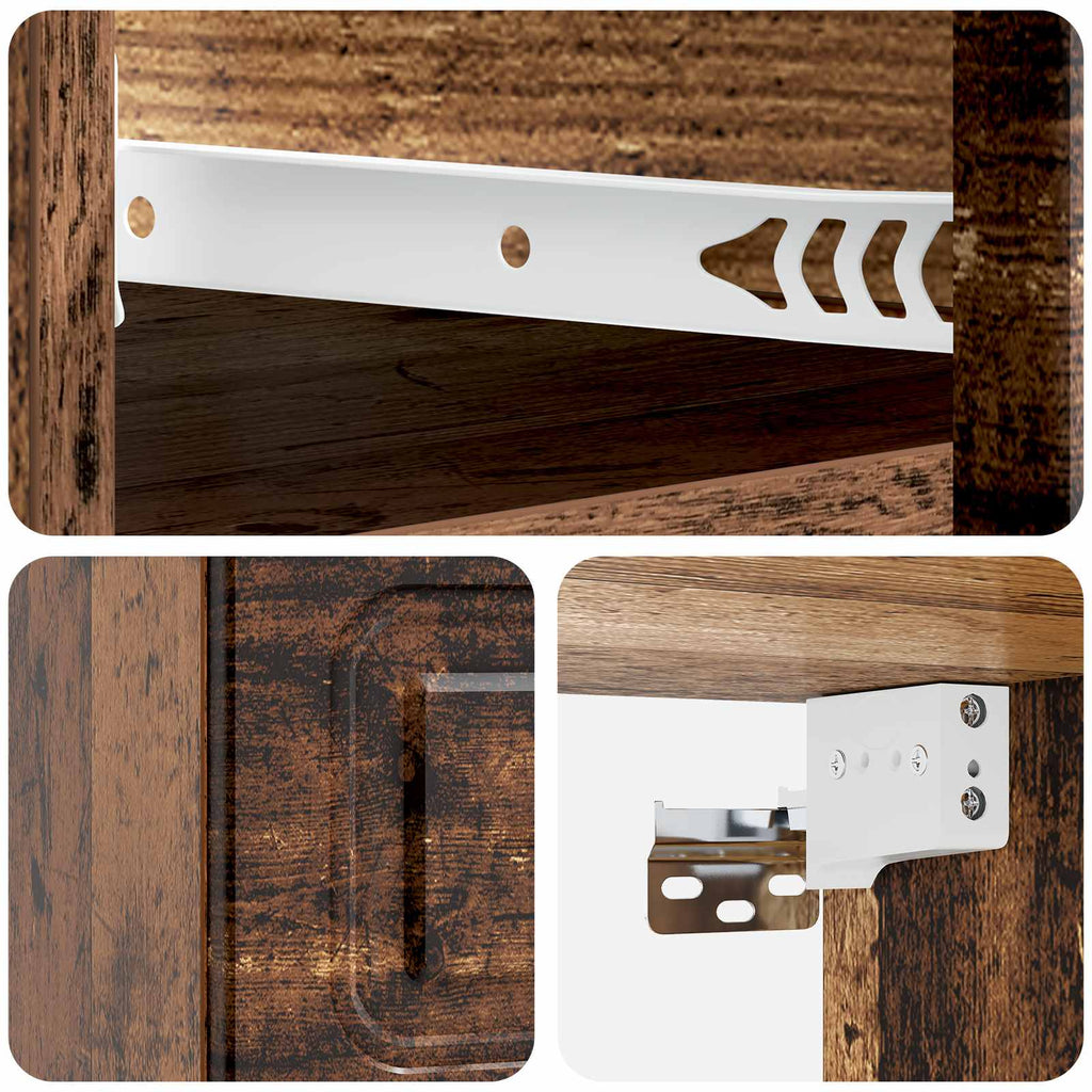 Wandmontierter Nachttisch 2 pcs Altholz 34,5 x 33 x 20 cm