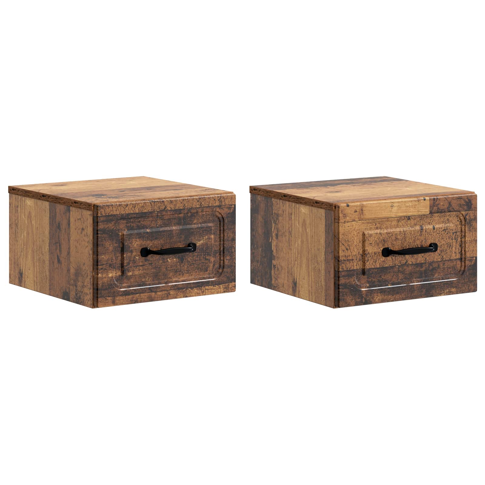 Wandmontierter Nachttisch 2 pcs Altholz 34,5 x 33 x 20 cm