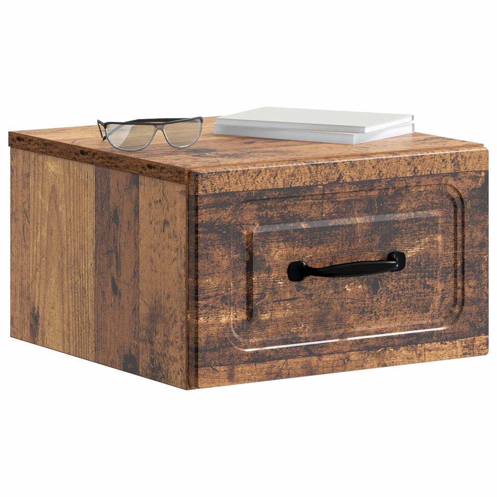 Wandmontierter Nachttisch 2 pcs Altholz 34,5 x 33 x 20 cm