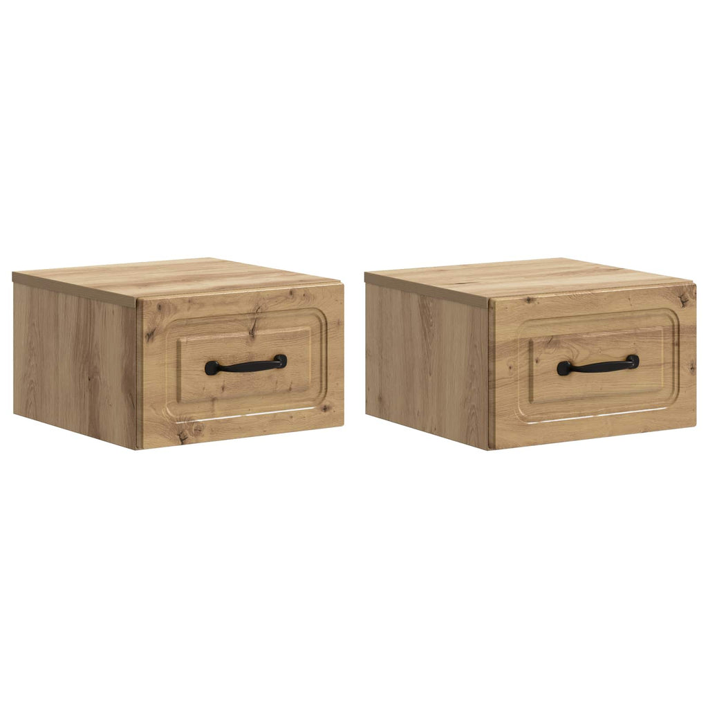 Wandmontierter Nachttisch 2 pcs Artisan-Eiche 34,5 x 33 x 20 cm