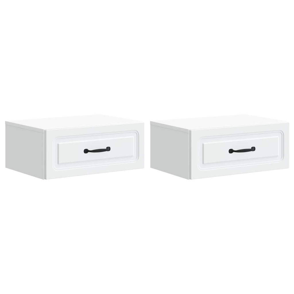 Wandmontierter Nachttisch 2 pcs Weiß 49 x 34,5 x 20 cm