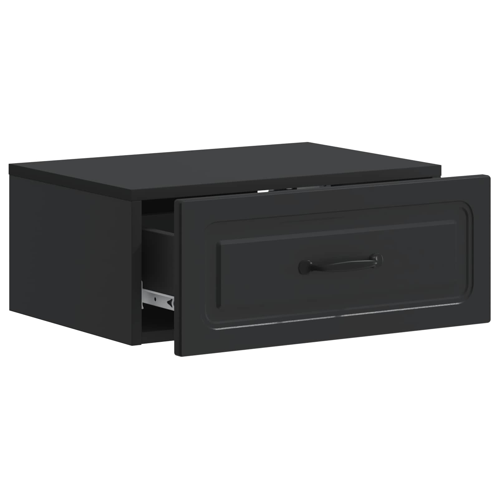 Wandmontierter Nachttisch Schwarz 49 x 34,5 x 20 cm