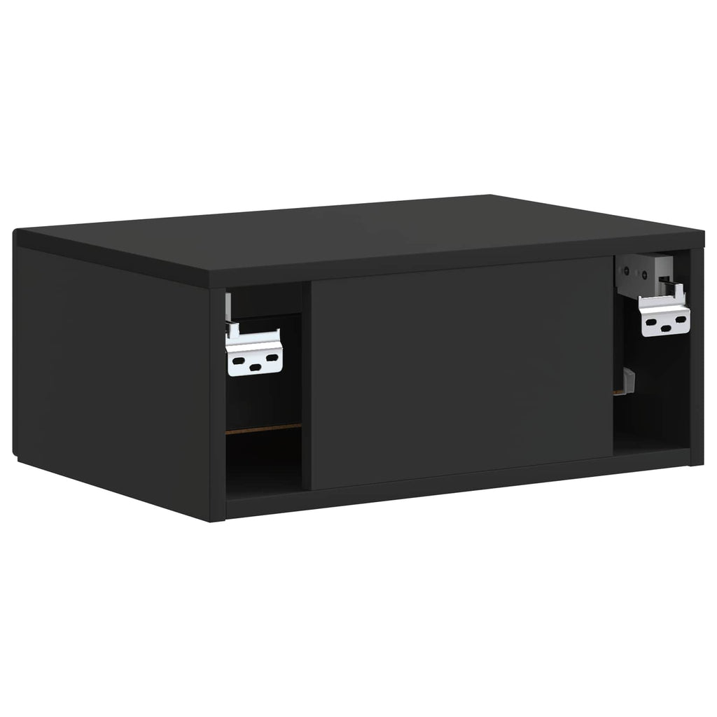 Wandmontierter Nachttisch Schwarz 49 x 34,5 x 20 cm