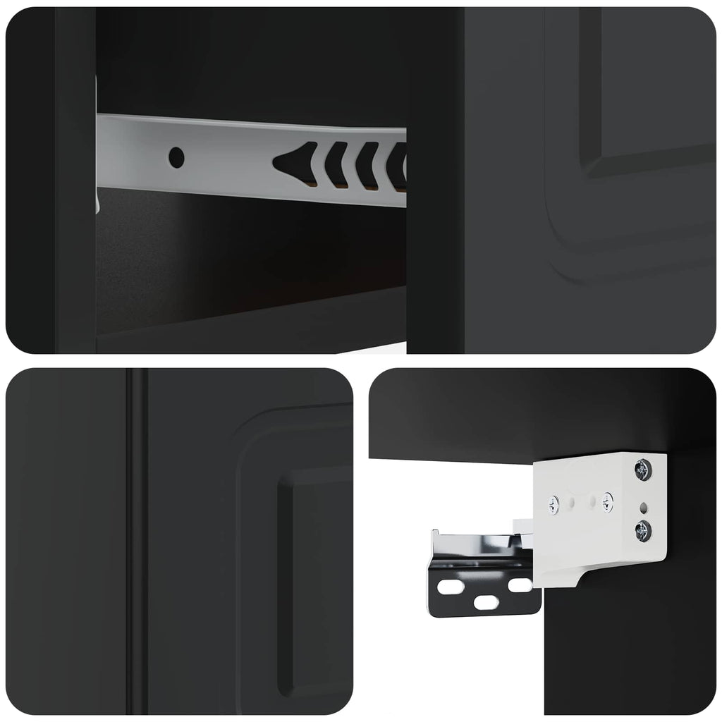 Wandmontierter Nachttisch 2 pcs Schwarz 49 x 34,5 x 20 cm