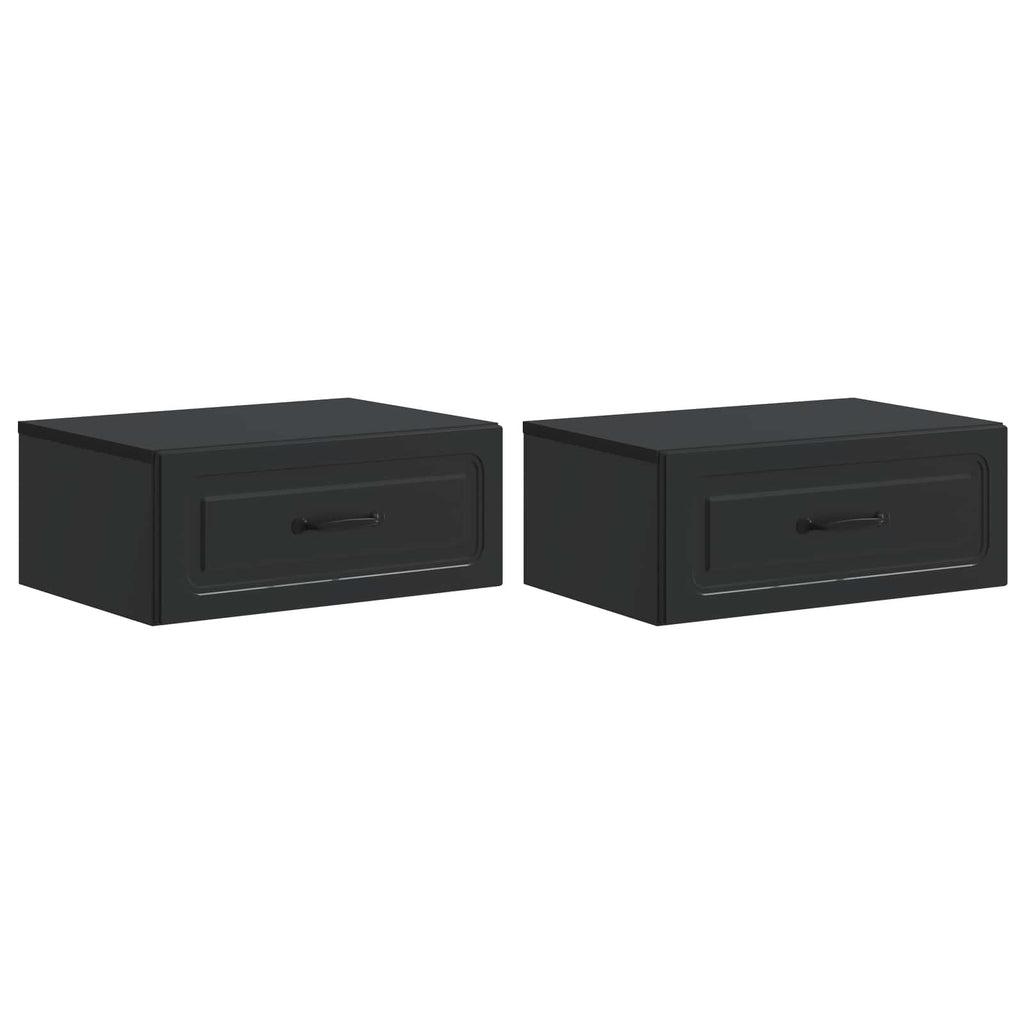 Wandmontierter Nachttisch 2 pcs Schwarz 49 x 34,5 x 20 cm