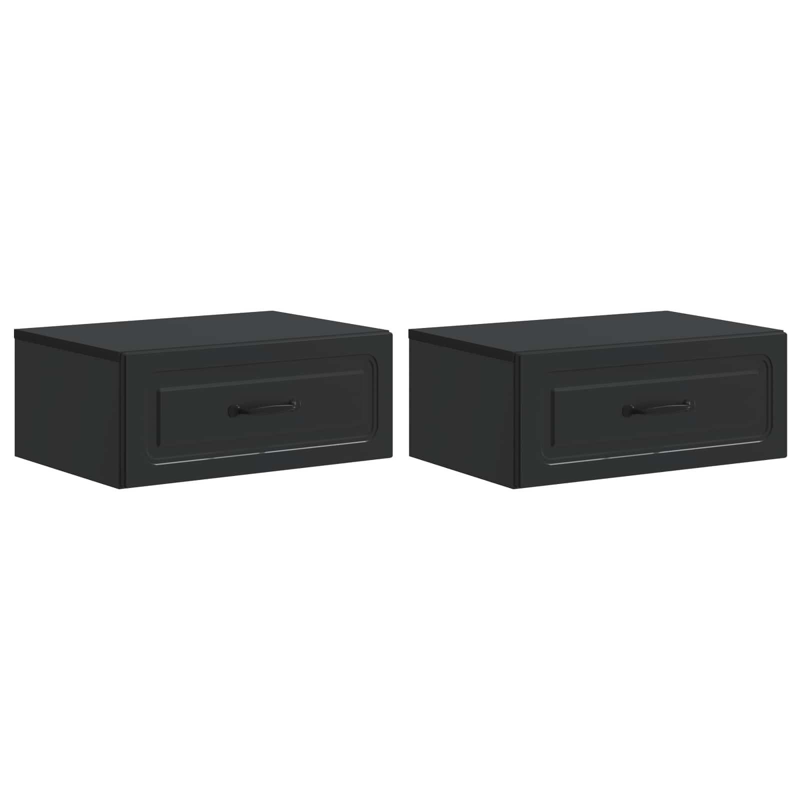 Wandmontierter Nachttisch 2 pcs Schwarz 49 x 34,5 x 20 cm