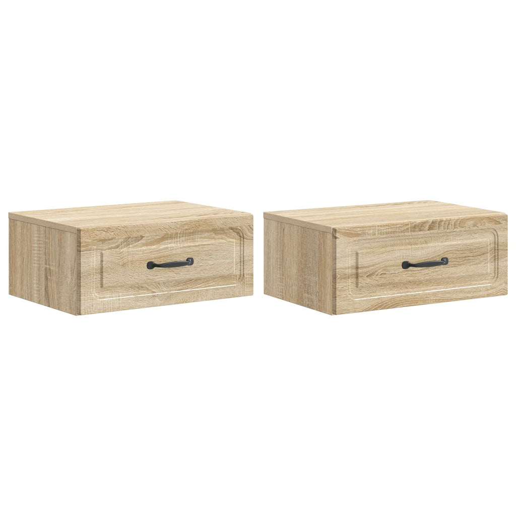 Wandmontierter Nachttisch 2 pcs Sonoma-Eiche 49 x 34,5 x 20 cm