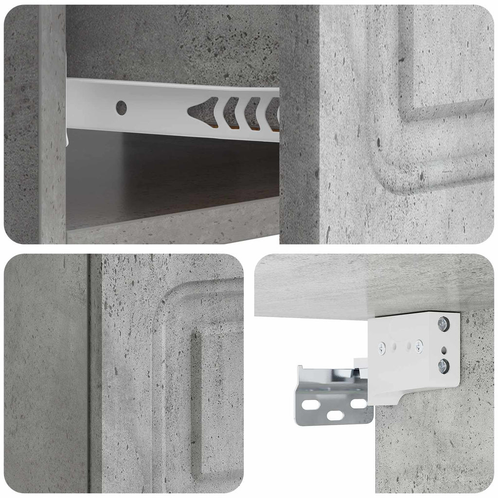 Wandmontierter Nachttisch 2 pcs Betongrau 49 x 34,5 x 20 cm