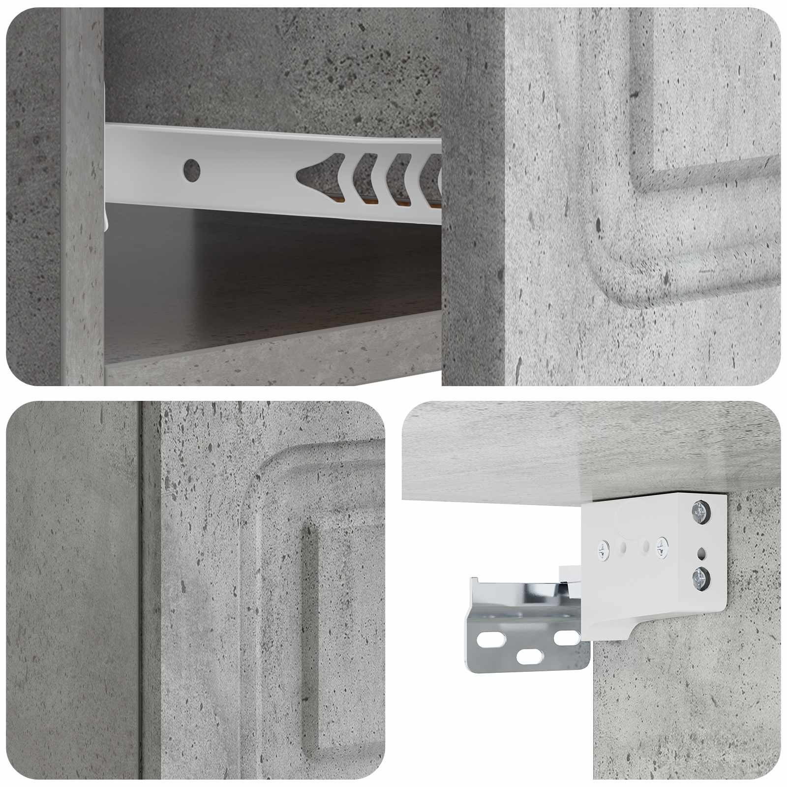 Wandmontierter Nachttisch 2 pcs Betongrau 49 x 34,5 x 20 cm