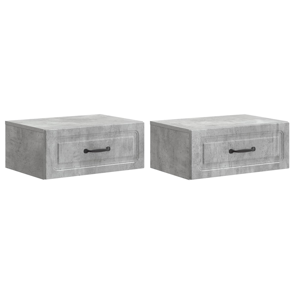 Wandmontierter Nachttisch 2 pcs Betongrau 49 x 34,5 x 20 cm