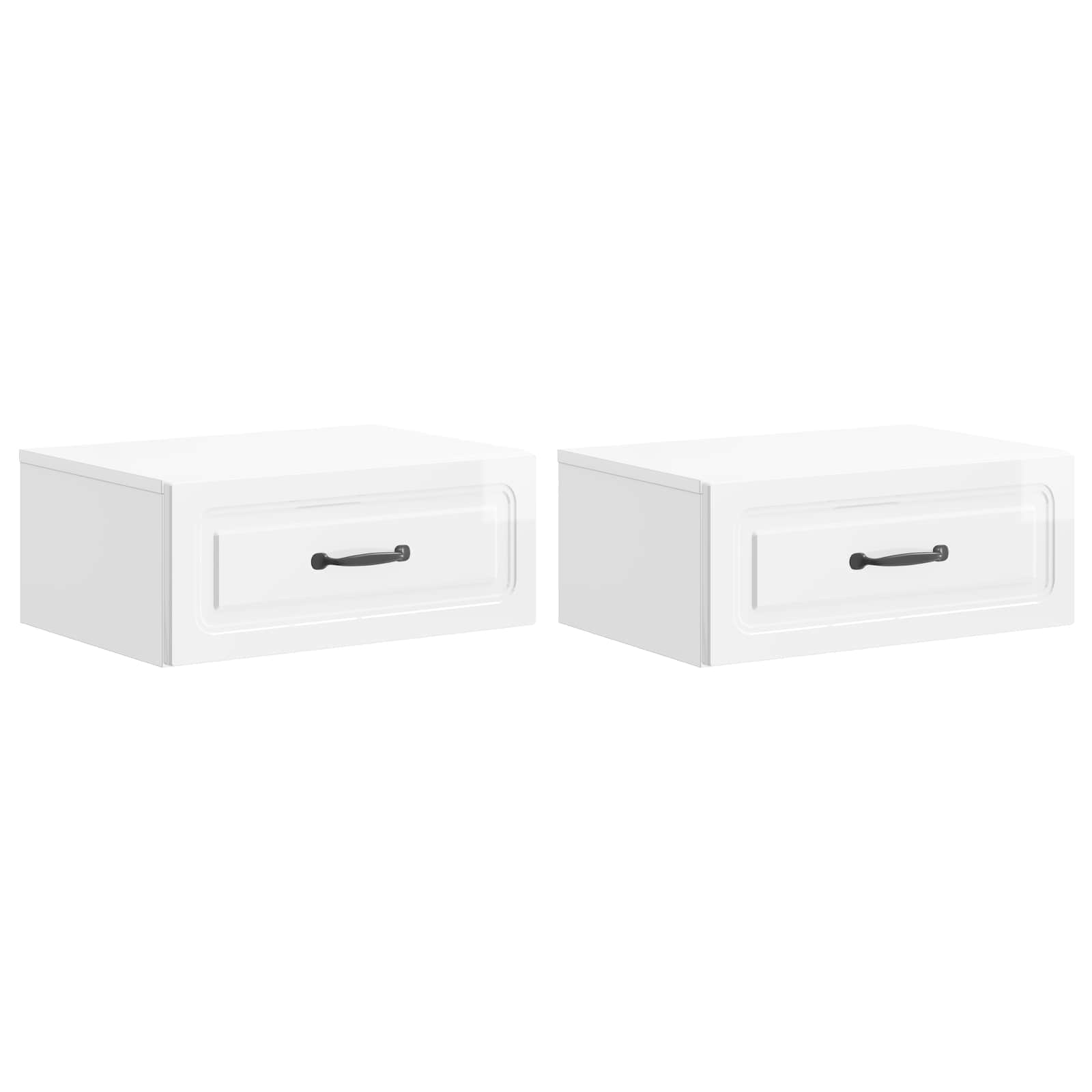 Wandmontierter Nachttisch 2 pcs Hochglanz Weiß Holzwerkstoff