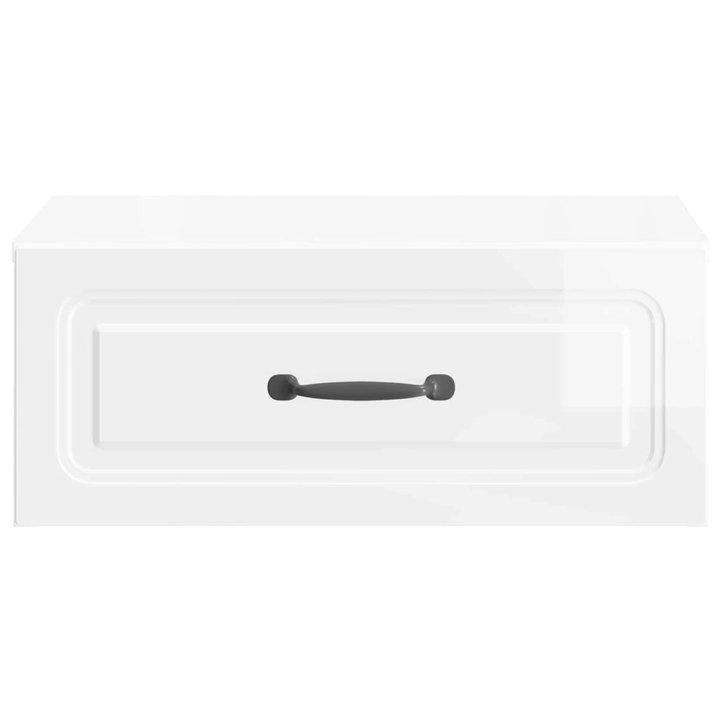 Wandmontierter Nachttisch 2 pcs Hochglanz Weiß Holzwerkstoff