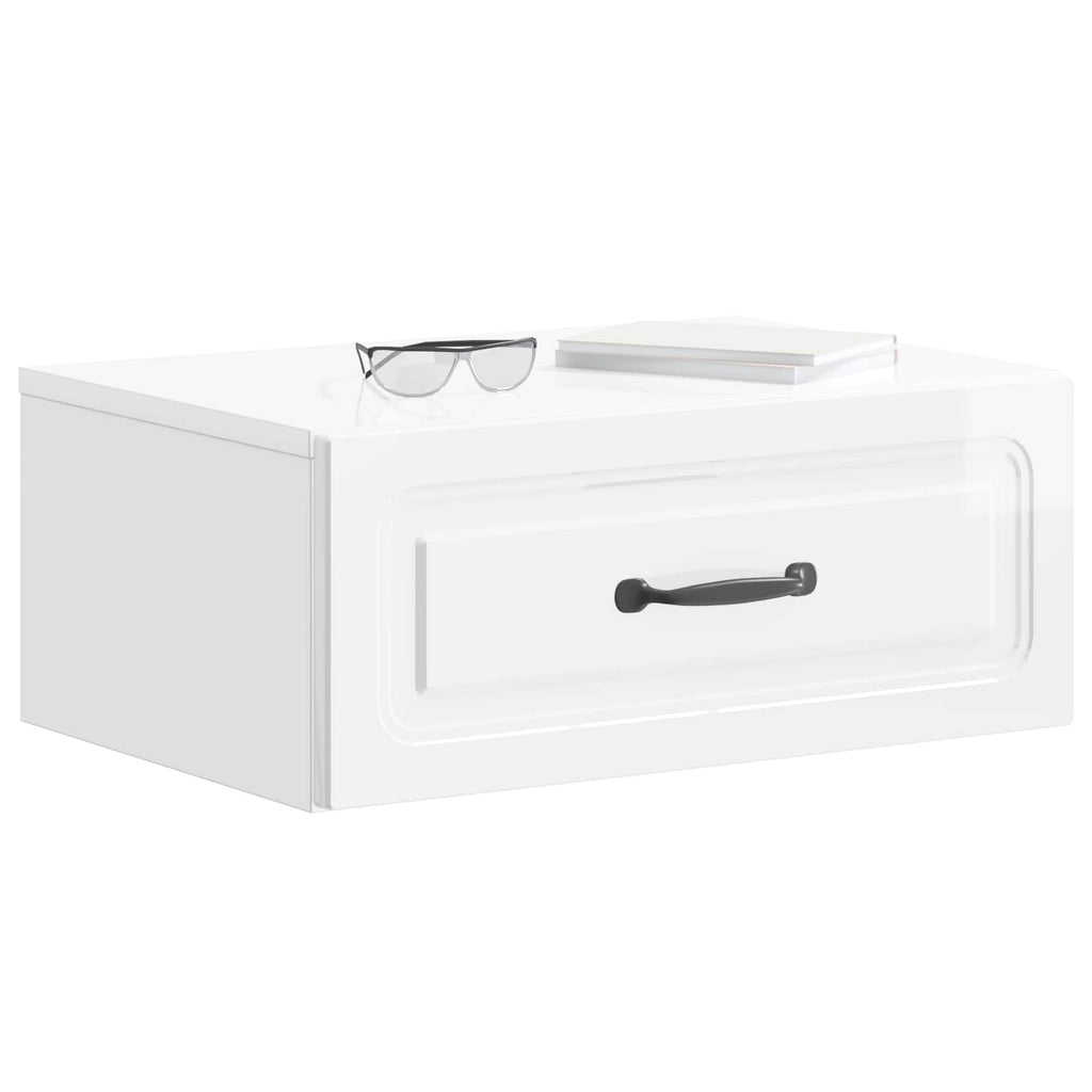 Wandmontierter Nachttisch 2 pcs Hochglanz Weiß Holzwerkstoff