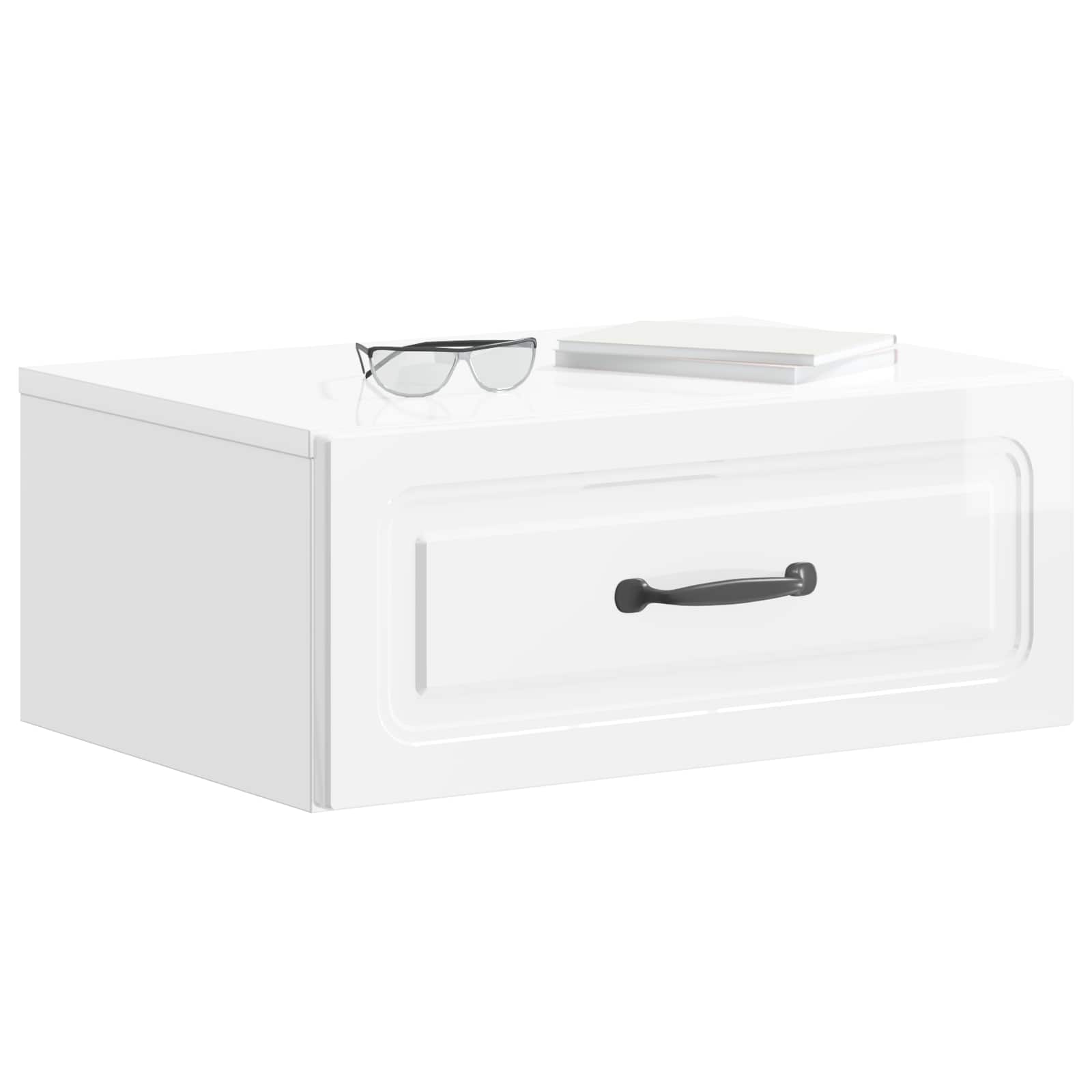 Wandmontierter Nachttisch 2 pcs Hochglanz Weiß Holzwerkstoff