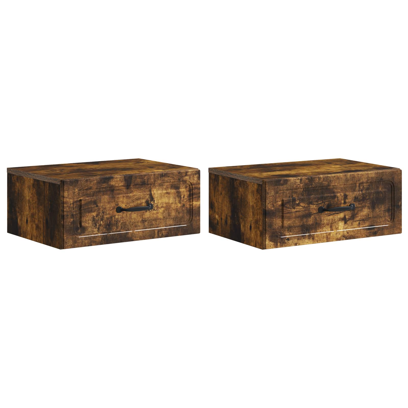 Wandmontierter Nachttisch 2 pcs Geräucherte Eiche Holzwerkstoff
