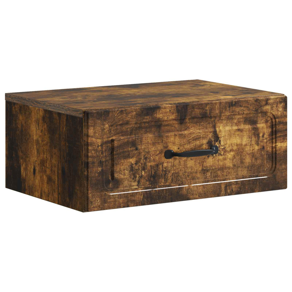 Wandmontierter Nachttisch 2 pcs Geräucherte Eiche Holzwerkstoff
