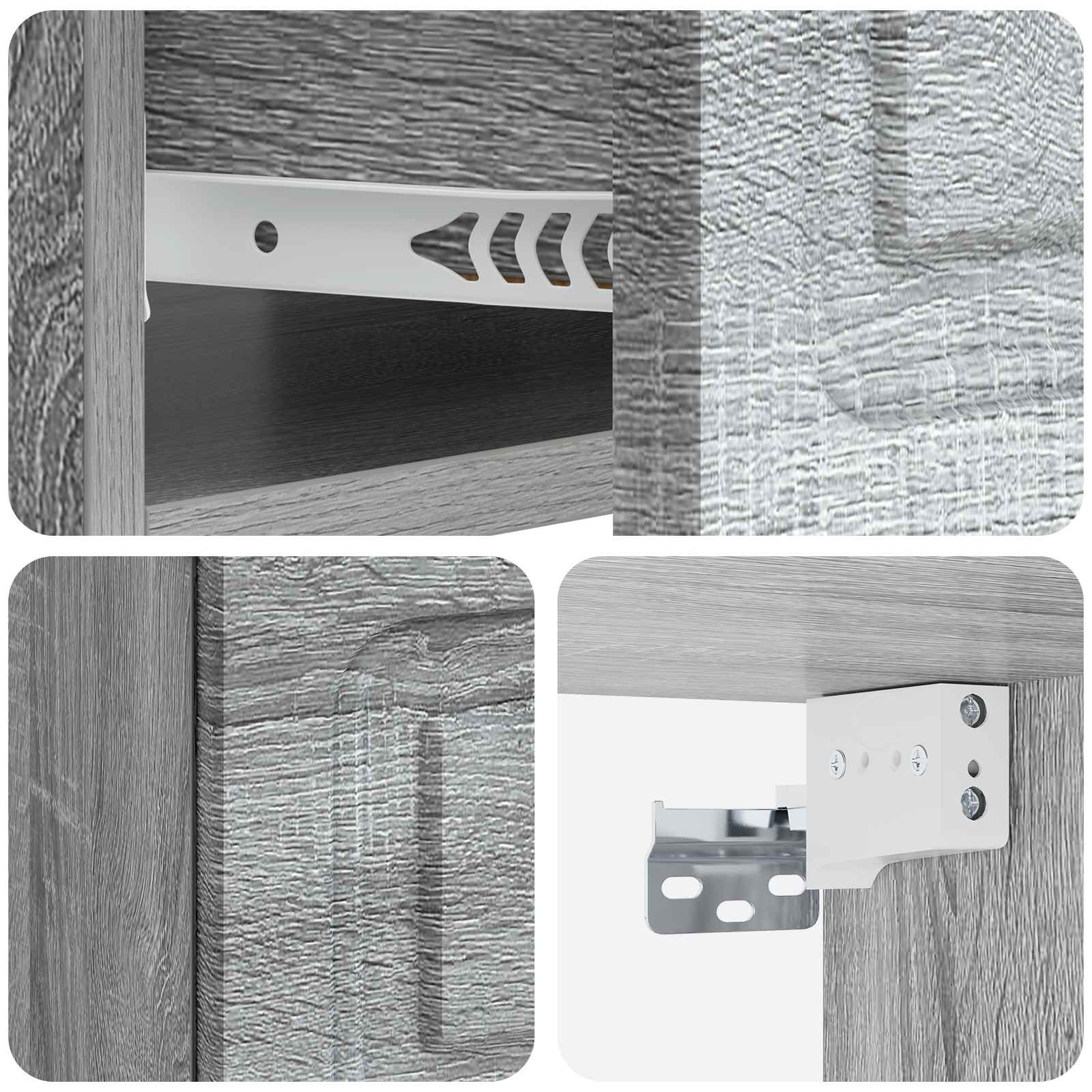 Wandmontierter Nachttisch Graues Sonoma 49 x 34,5 x 20 cm