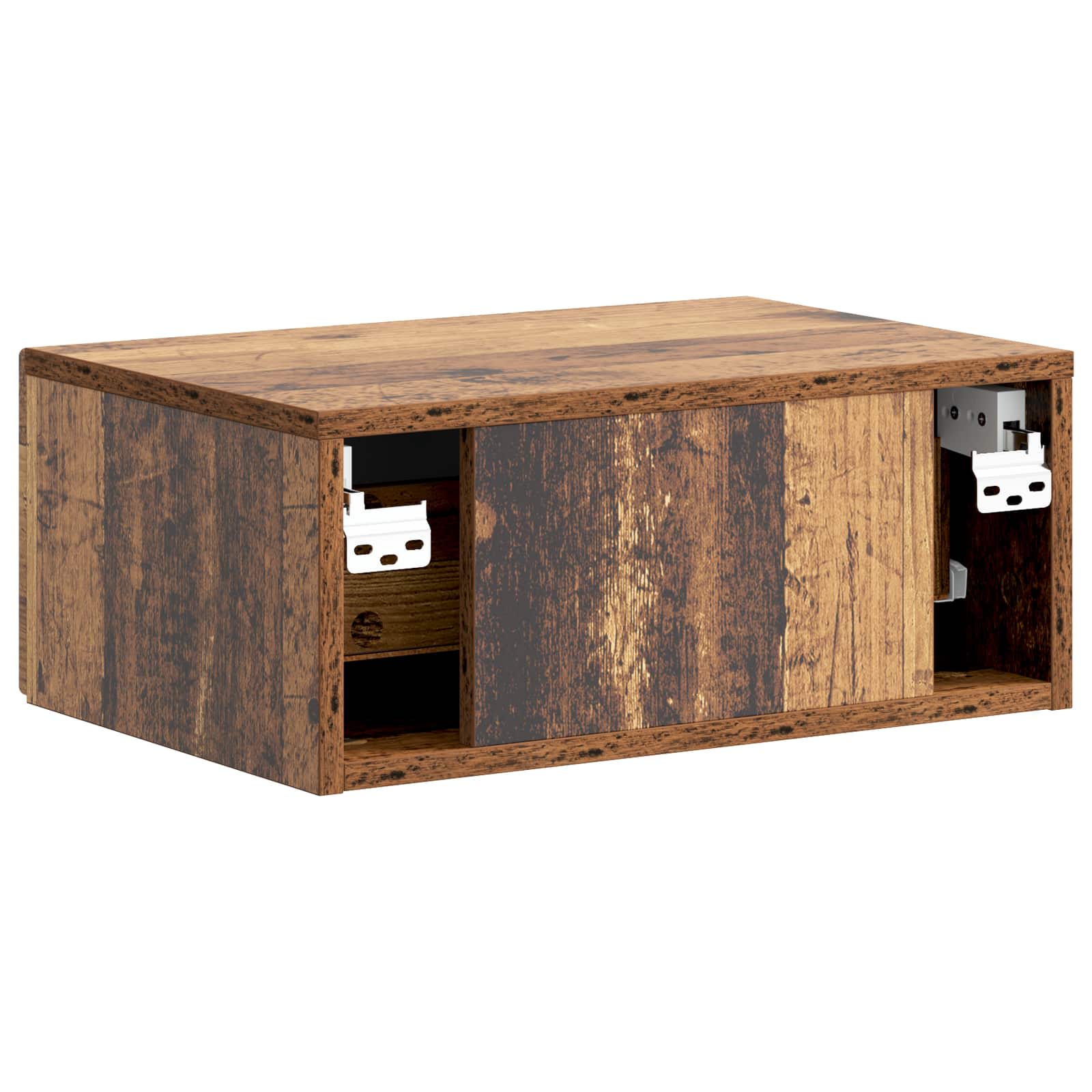 Wandmontierter Nachttisch Altholz 49 x 34,5 x 20 cm