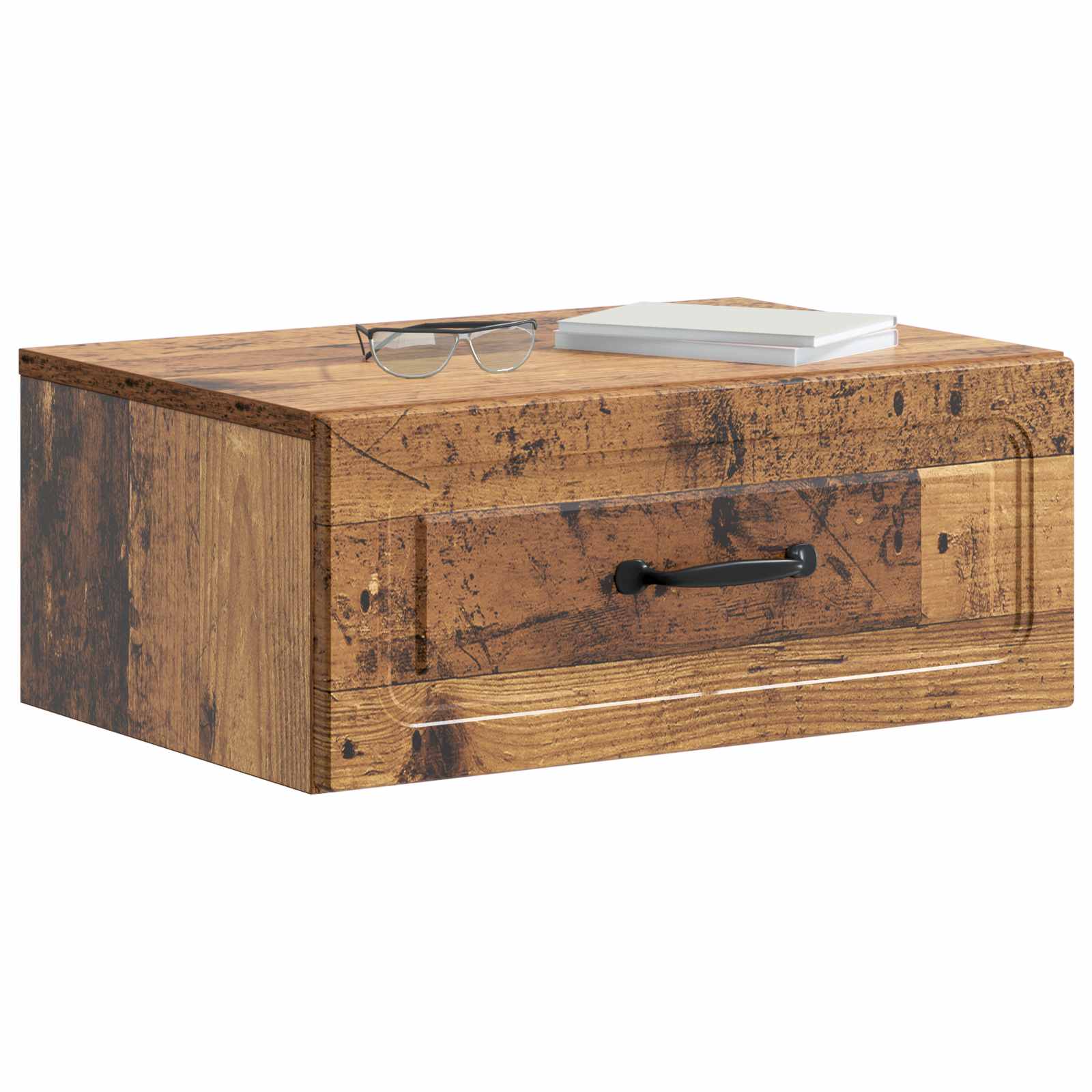 Wandmontierter Nachttisch Altholz 49 x 34,5 x 20 cm