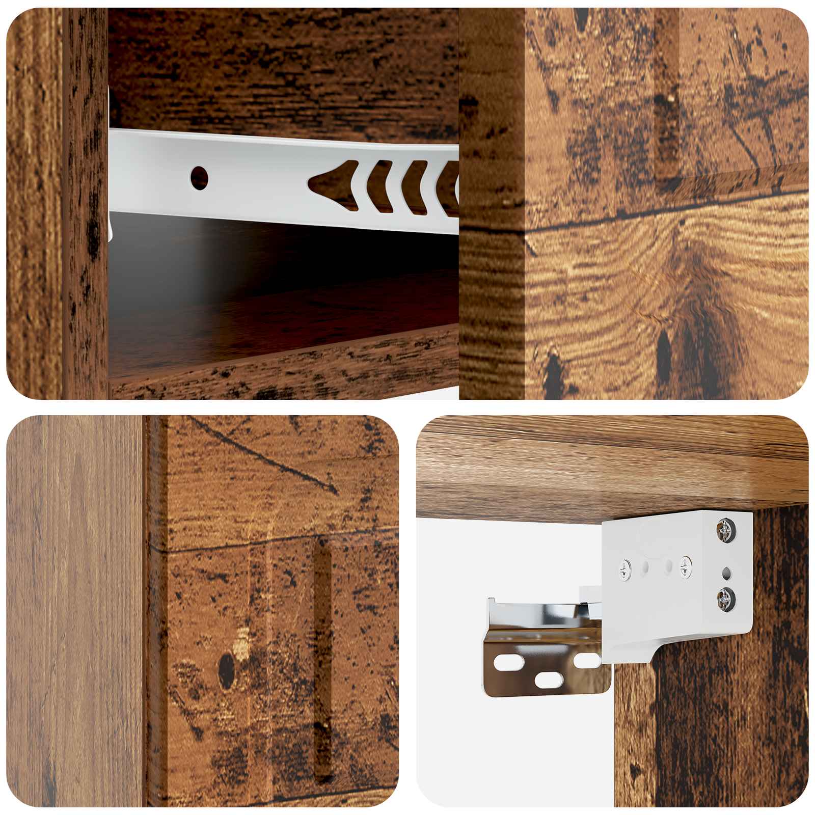 Wandmontierter Nachttisch 2 pcs Altholz 49 x 34,5 x 20 cm