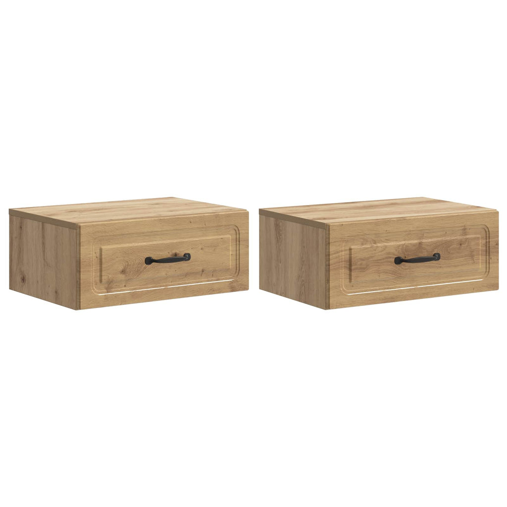 Wandmontierter Nachttisch 2 pcs Artisan-Eiche 49 x 34,5 x 20 cm