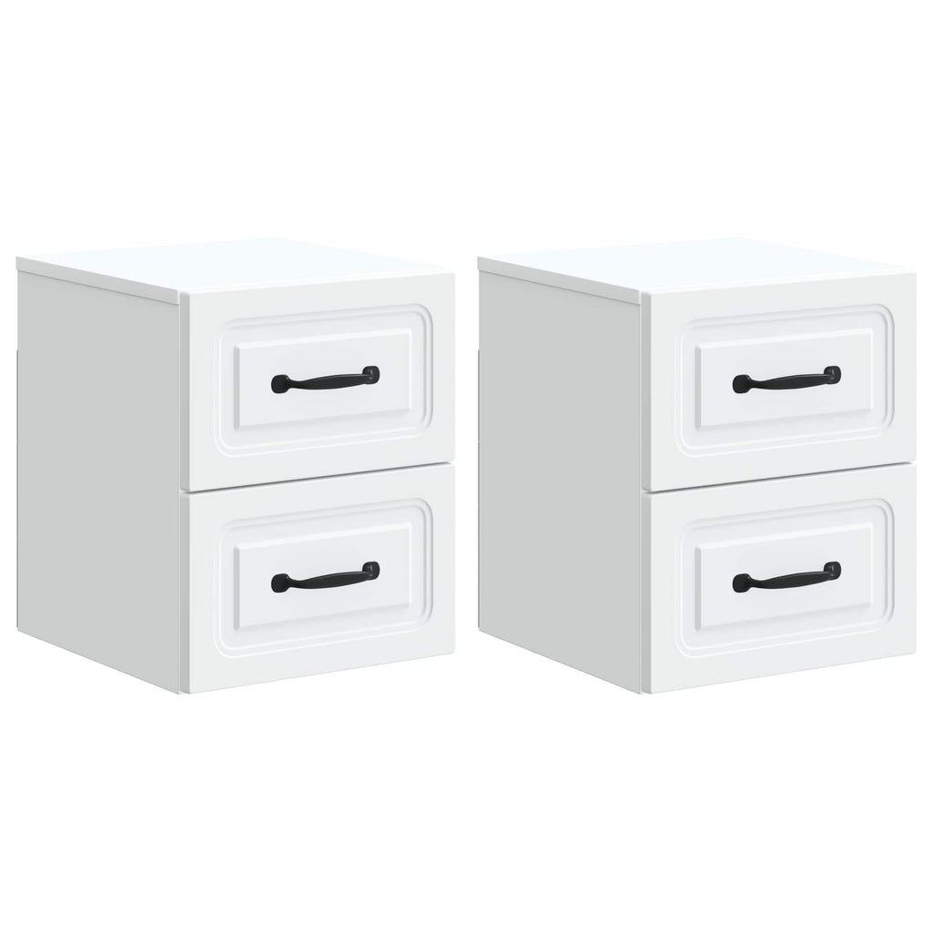 Wandmontierter Nachttisch 2 pcs Weiß 34,5 x 33 x 40 cm