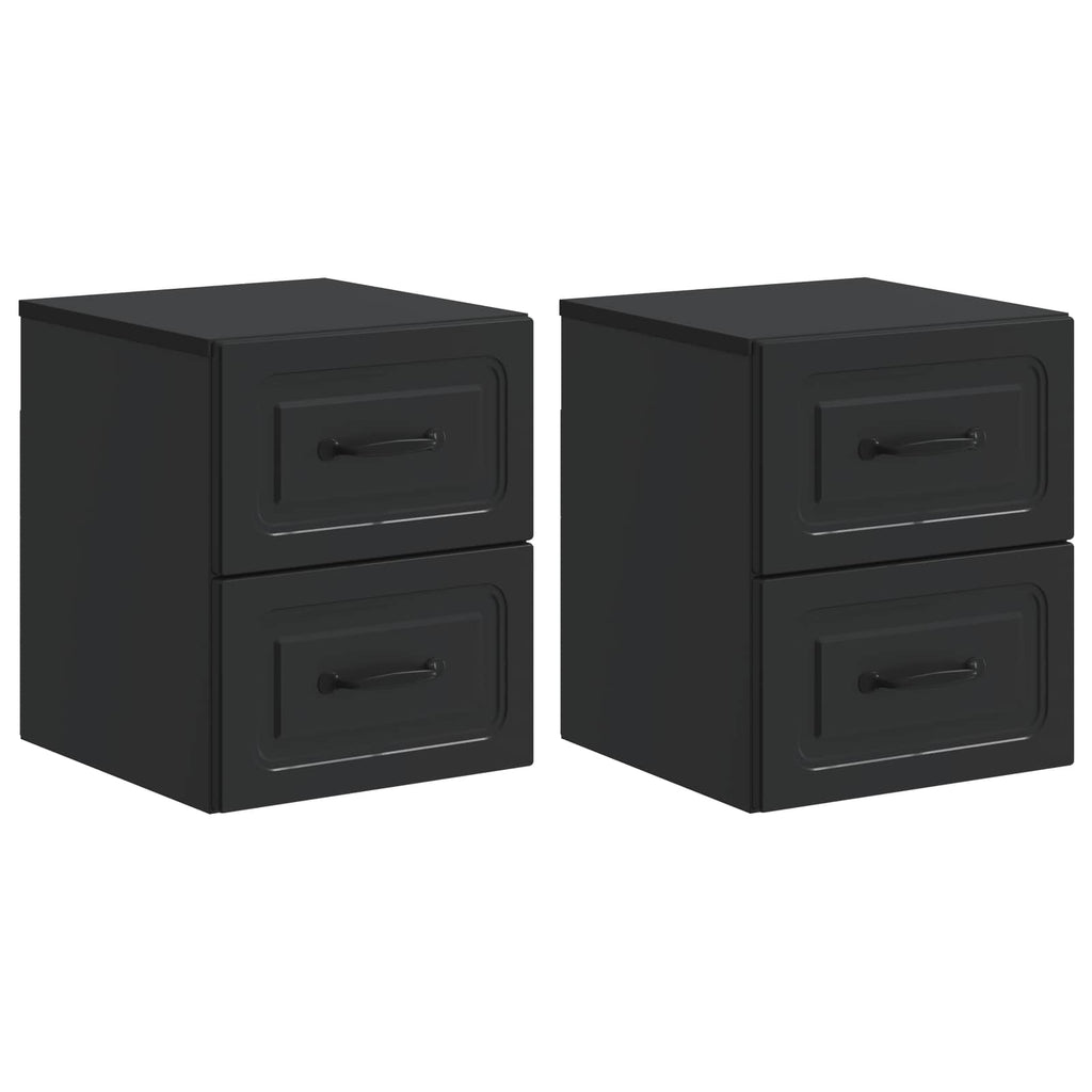 Wandmontierter Nachttisch 2 pcs Schwarz 34,5 x 33 x 40 cm