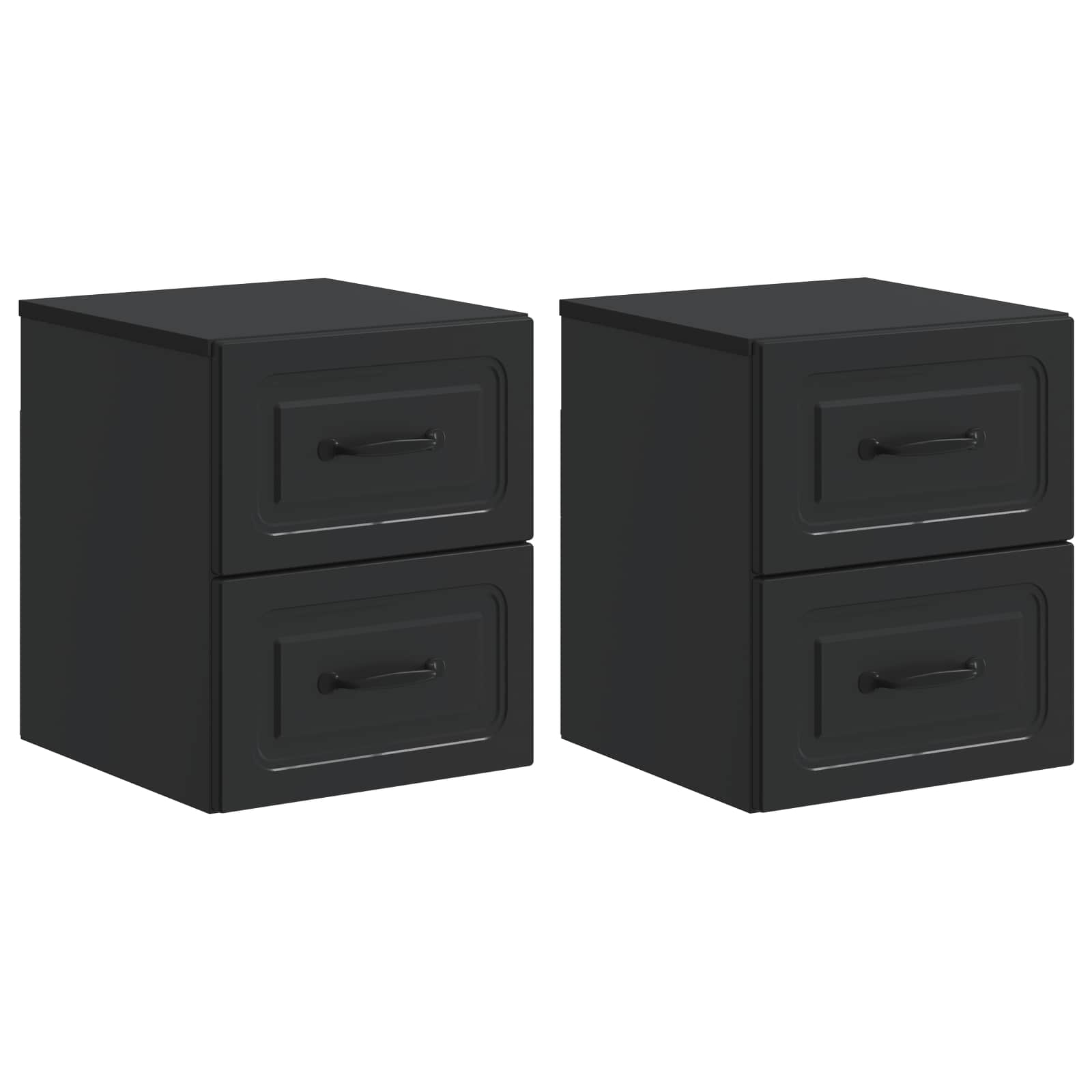 Wandmontierter Nachttisch 2 pcs Schwarz 34,5 x 33 x 40 cm