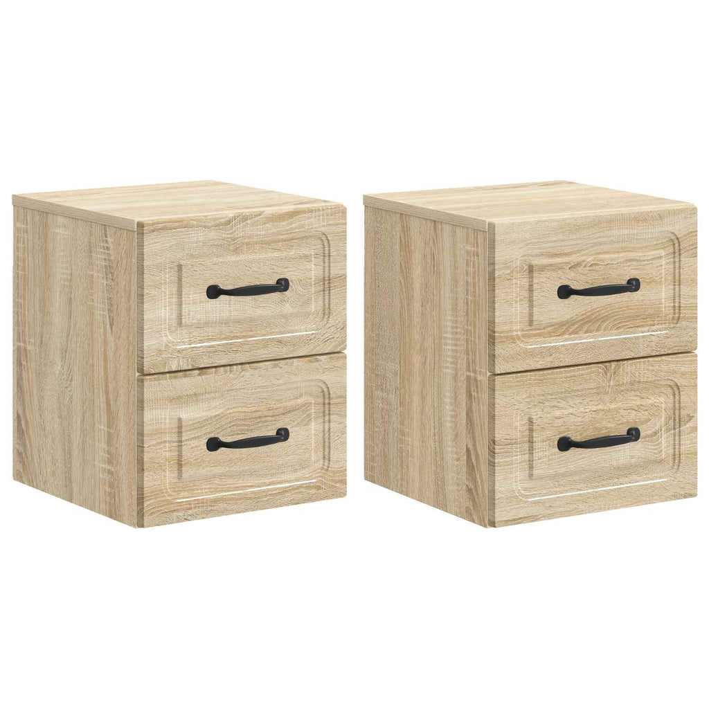Wandmontierter Nachttisch 2 pcs Sonoma-Eiche 34,5 x 33 x 40 cm