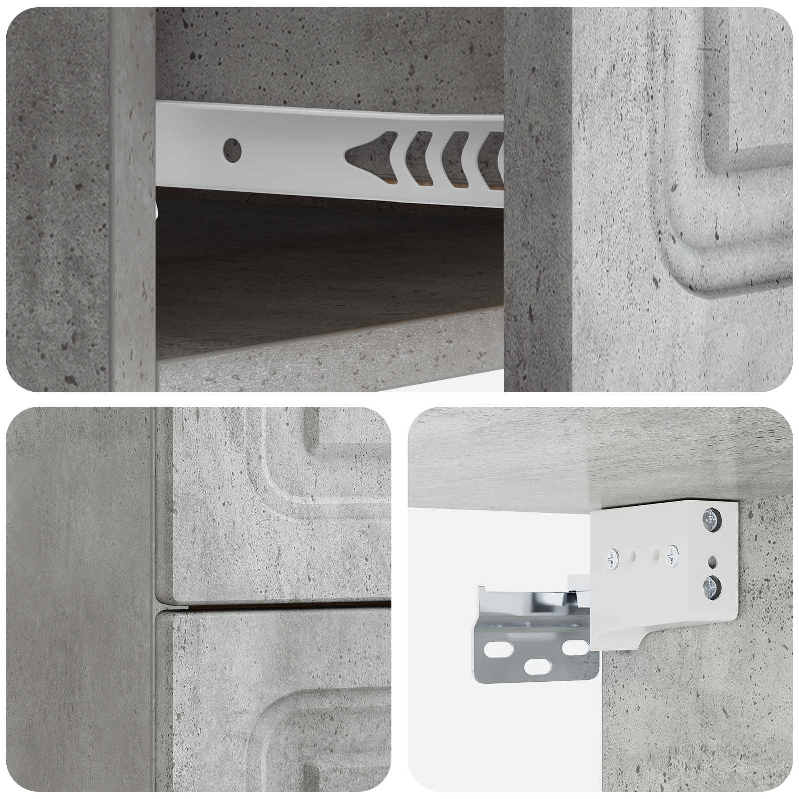 Wandmontierter Nachttisch 2 pcs Betongrau 34,5 x 33 x 40 cm
