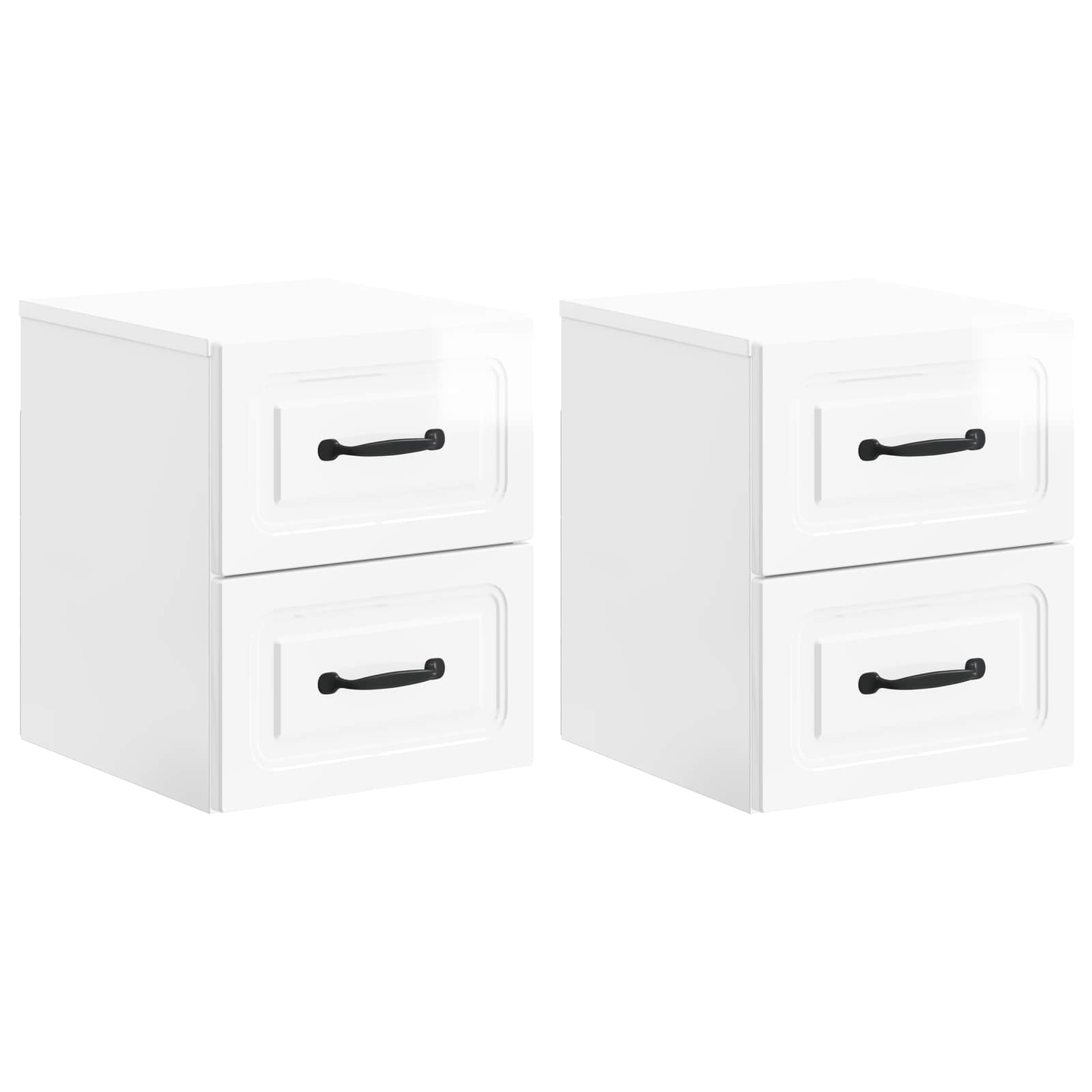 Wandmontierter Nachttisch 2 pcs Hochglanz Weiß Holzwerkstoff