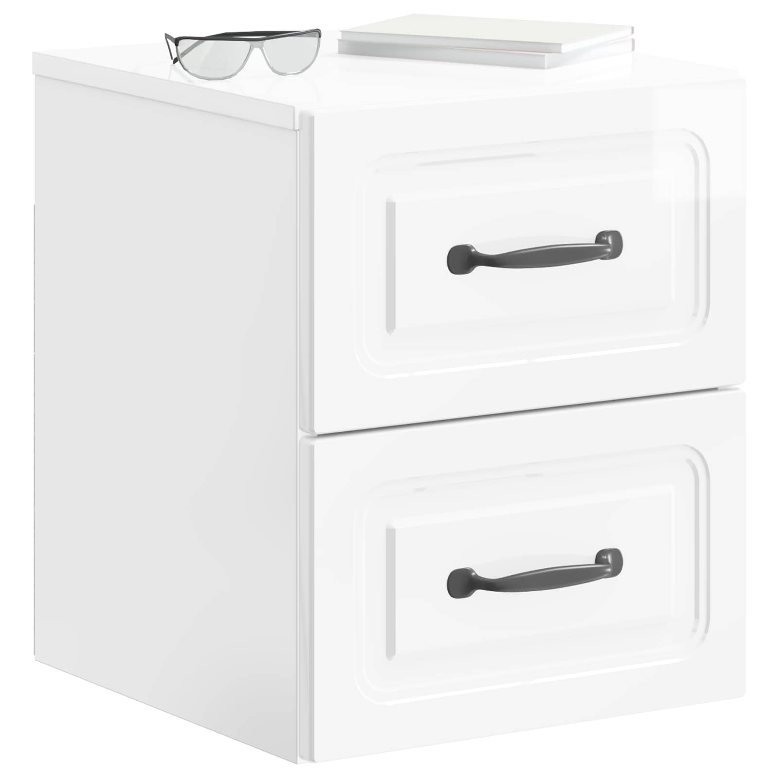 Wandmontierter Nachttisch 2 pcs Hochglanz Weiß Holzwerkstoff