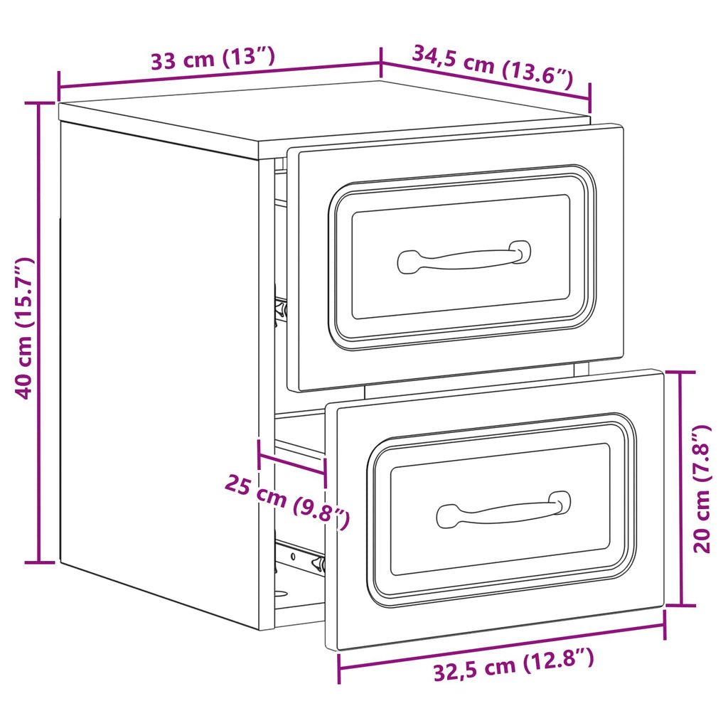Wandmontierter Nachttisch 2 pcs Hochglanz Weiß Holzwerkstoff