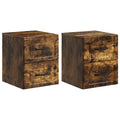 Wandmontierter Nachttisch 2 pcs Geräucherte Eiche Holzwerkstoff