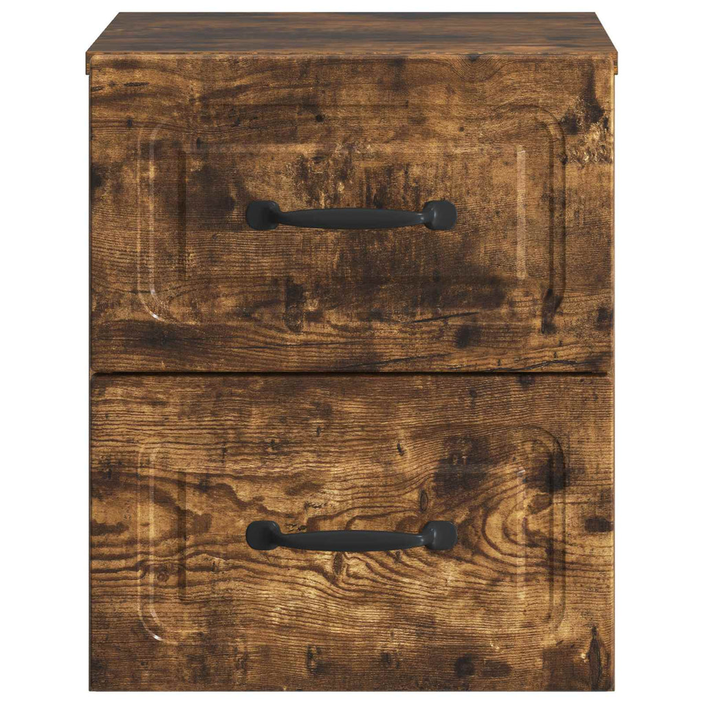 Wandmontierter Nachttisch 2 pcs Geräucherte Eiche Holzwerkstoff