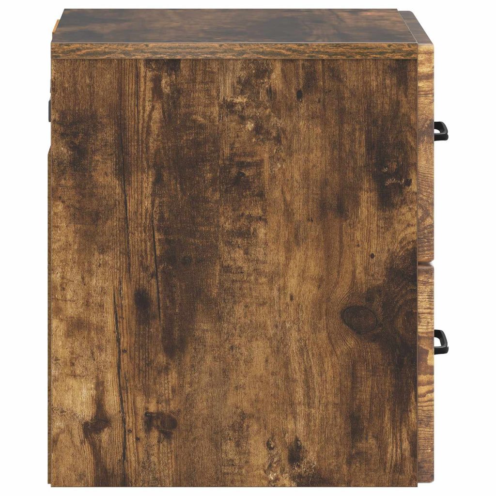 Wandmontierter Nachttisch 2 pcs Geräucherte Eiche Holzwerkstoff