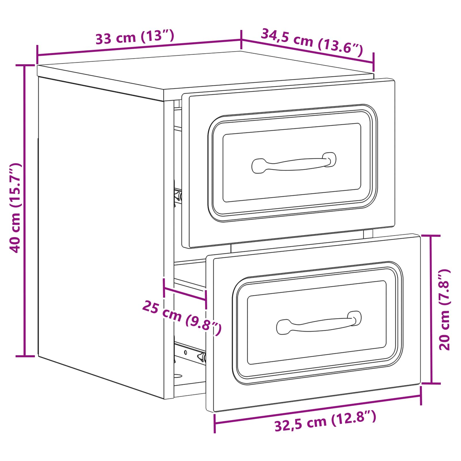 Wandmontierter Nachttisch 2 pcs Geräucherte Eiche Holzwerkstoff