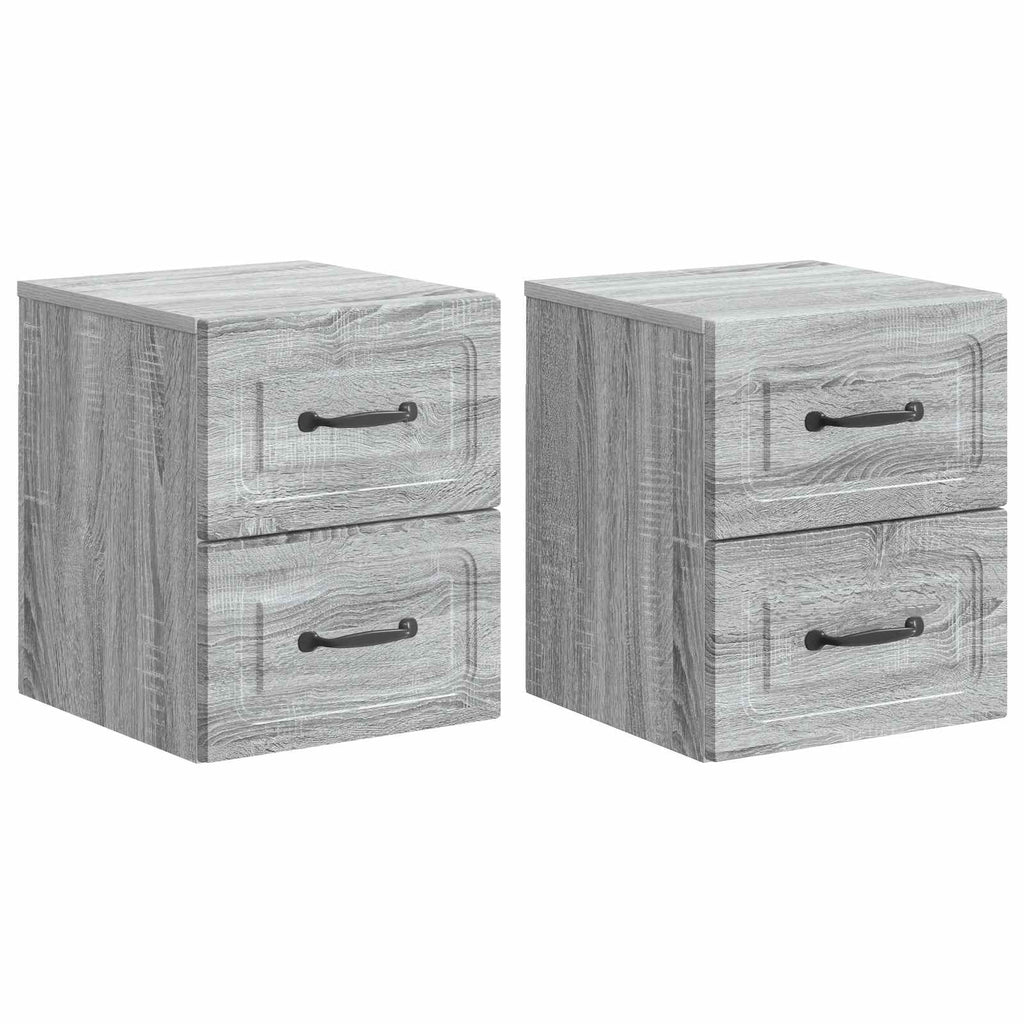 Wandmontierter Nachttisch 2 pcs Graues Sonoma 34,5 x 33 x 40 cm