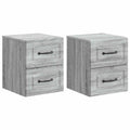 Wandmontierter Nachttisch 2 pcs Graues Sonoma 34,5 x 33 x 40 cm