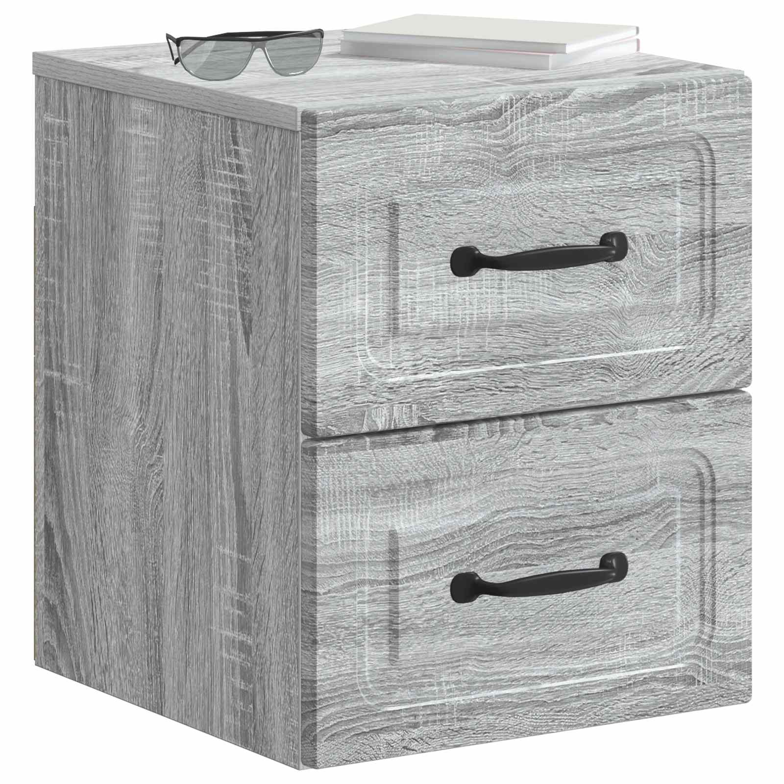 Wandmontierter Nachttisch 2 pcs Graues Sonoma 34,5 x 33 x 40 cm