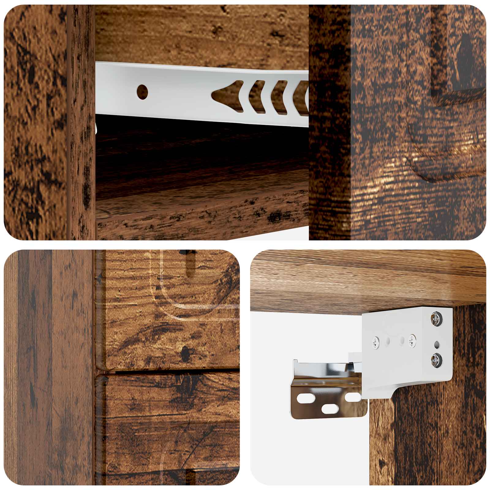 Wandmontierter Nachttisch Altholz 34,5 x 33 x 40 cm