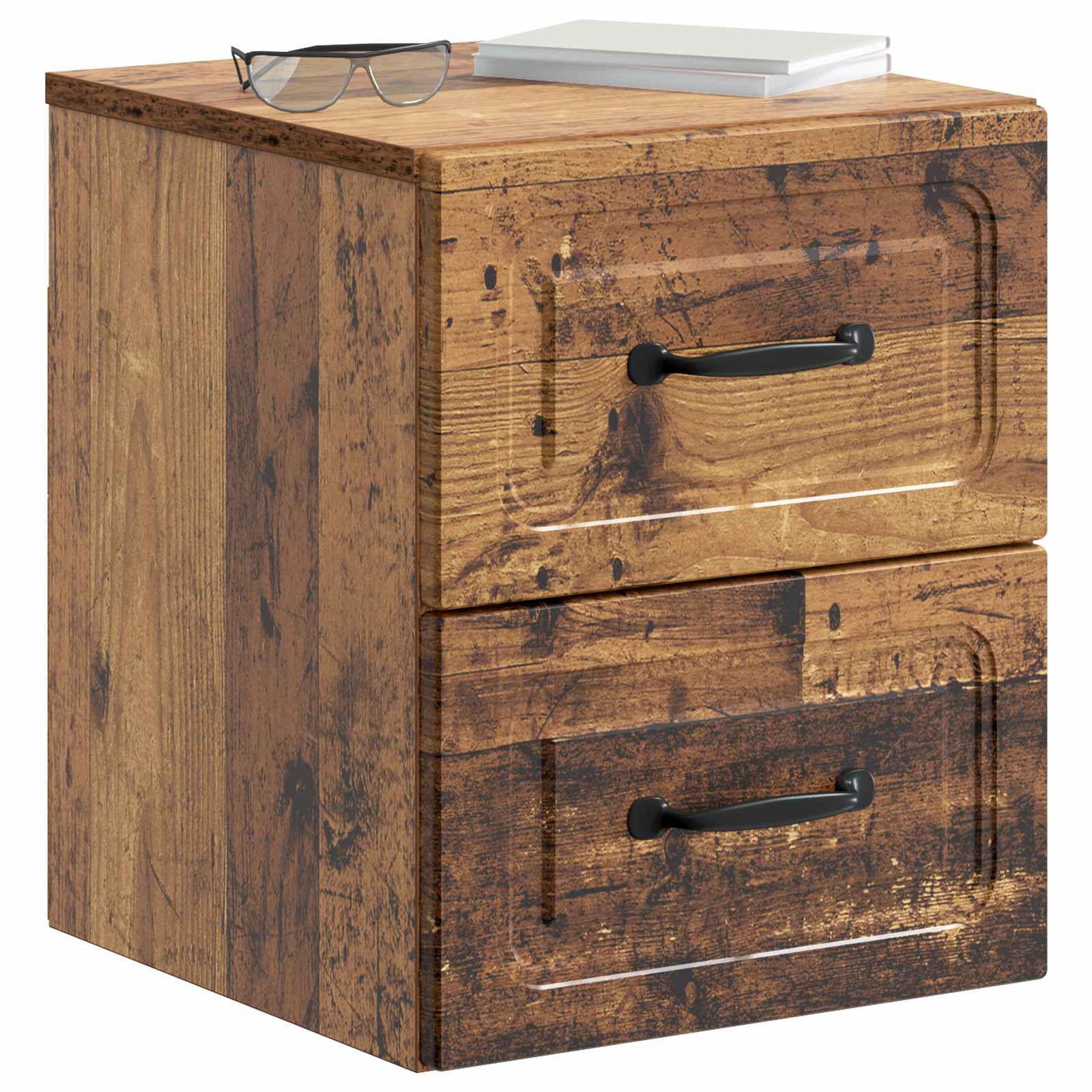 Wandmontierter Nachttisch Altholz 34,5 x 33 x 40 cm