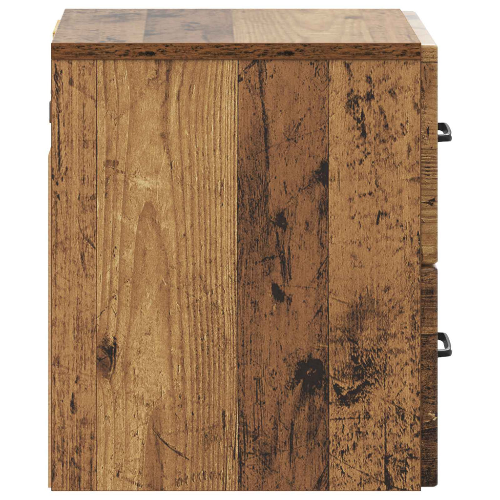 Wandmontierter Nachttisch Altholz 34,5 x 33 x 40 cm