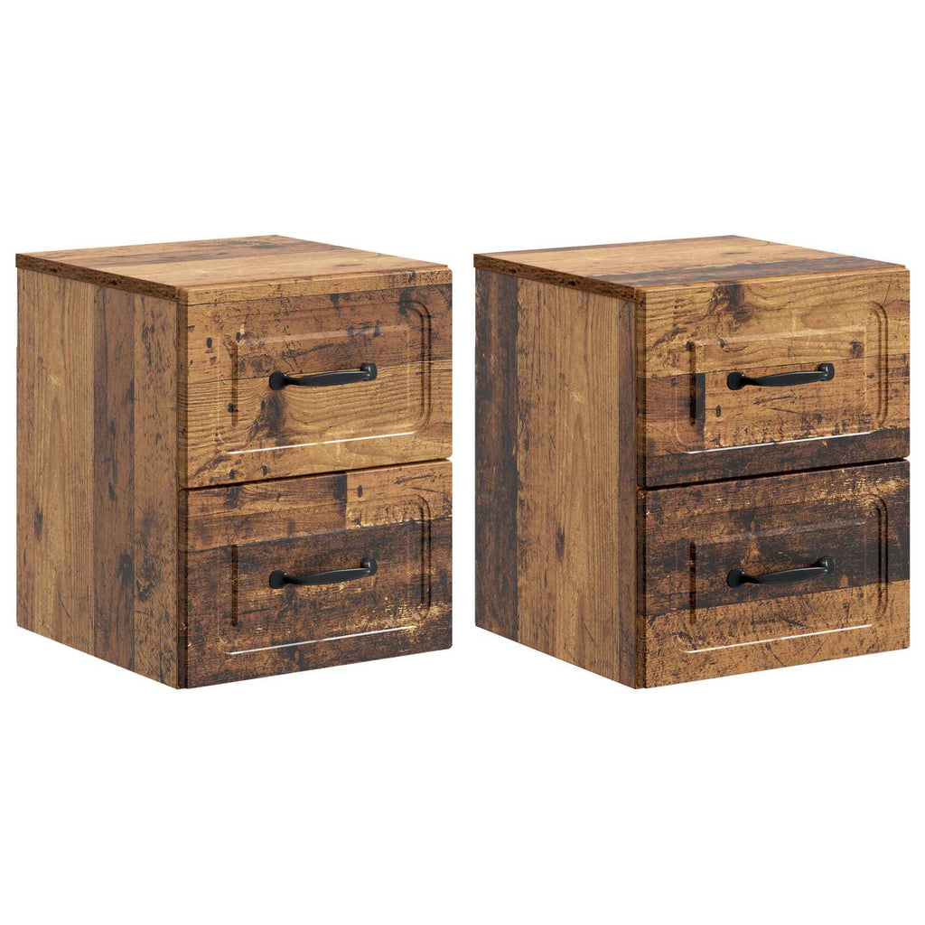 Wandmontierter Nachttisch 2 pcs Altholz 34,5 x 33 x 40 cm