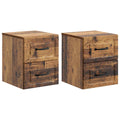 Wandmontierter Nachttisch 2 pcs Altholz 34,5 x 33 x 40 cm