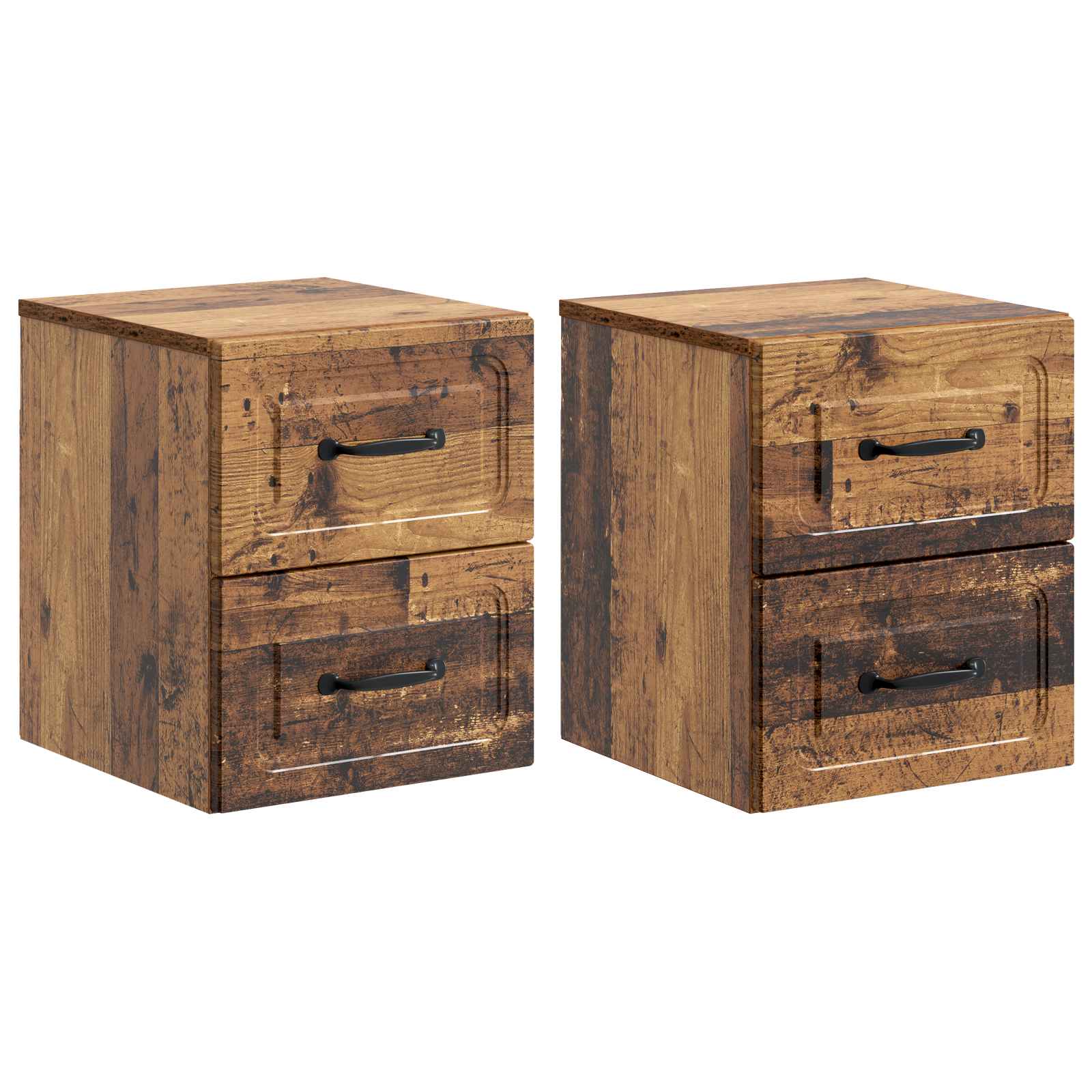 Wandmontierter Nachttisch 2 pcs Altholz 34,5 x 33 x 40 cm