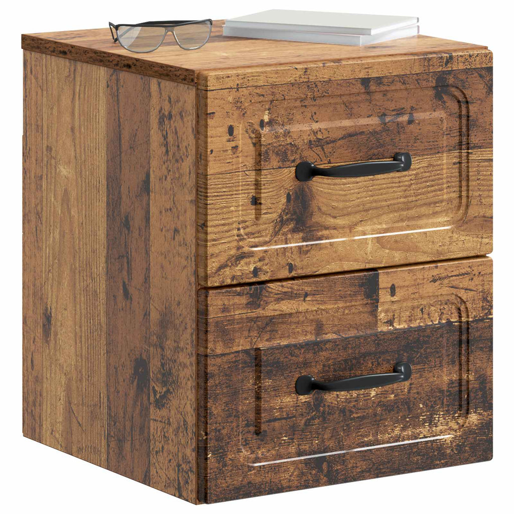 Wandmontierter Nachttisch 2 pcs Altholz 34,5 x 33 x 40 cm