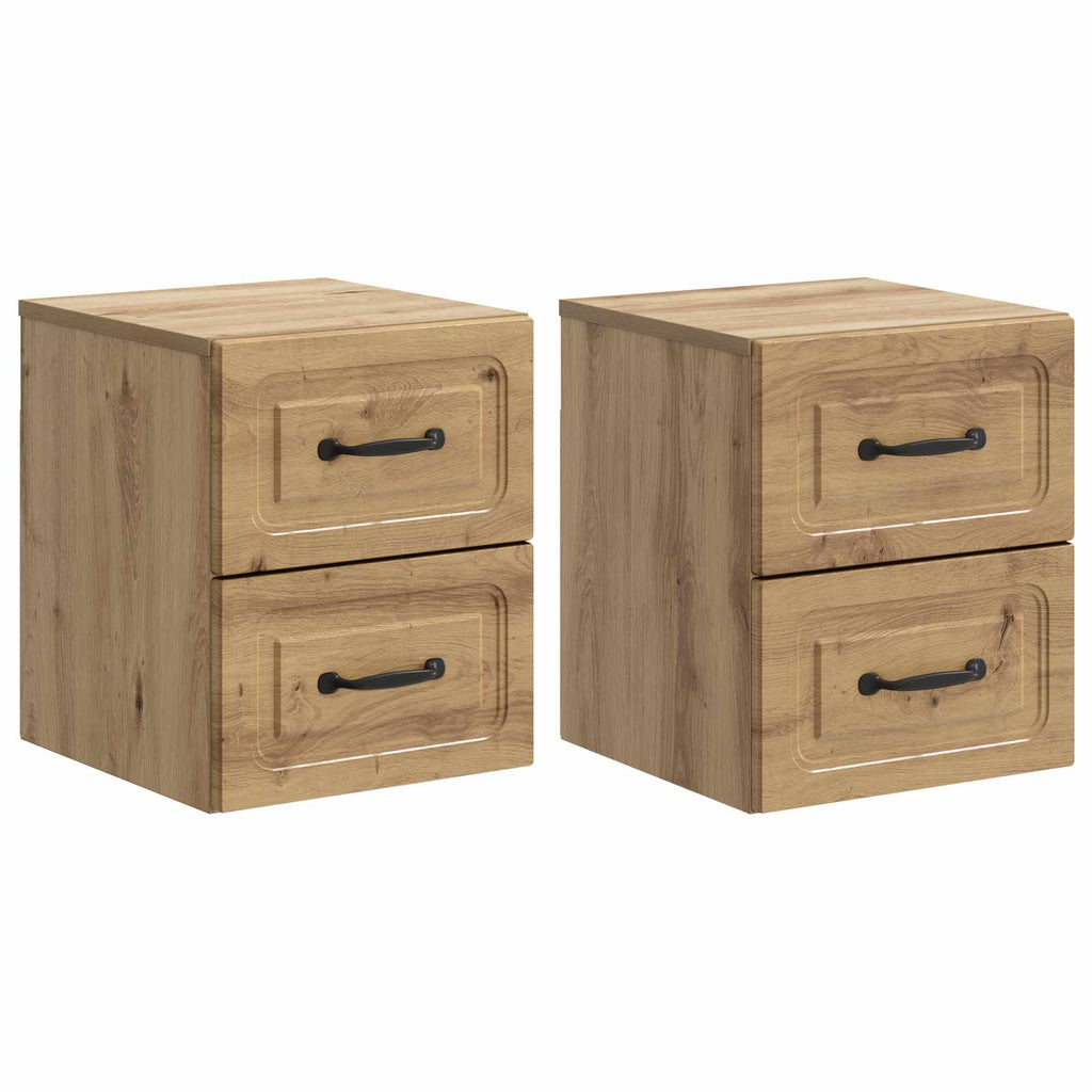 Wandmontierter Nachttisch 2 pcs Artisan-Eiche 34,5 x 33 x 40 cm
