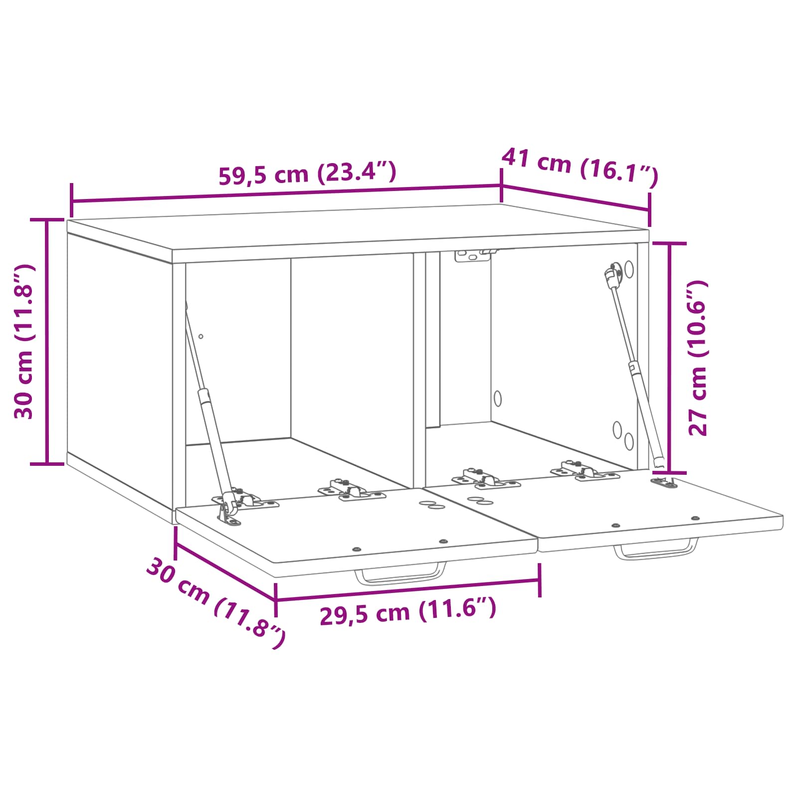 Wandmontierter TV-Schrank Weiß 59,5 x 41 x 30 cm Holzwerkstoff