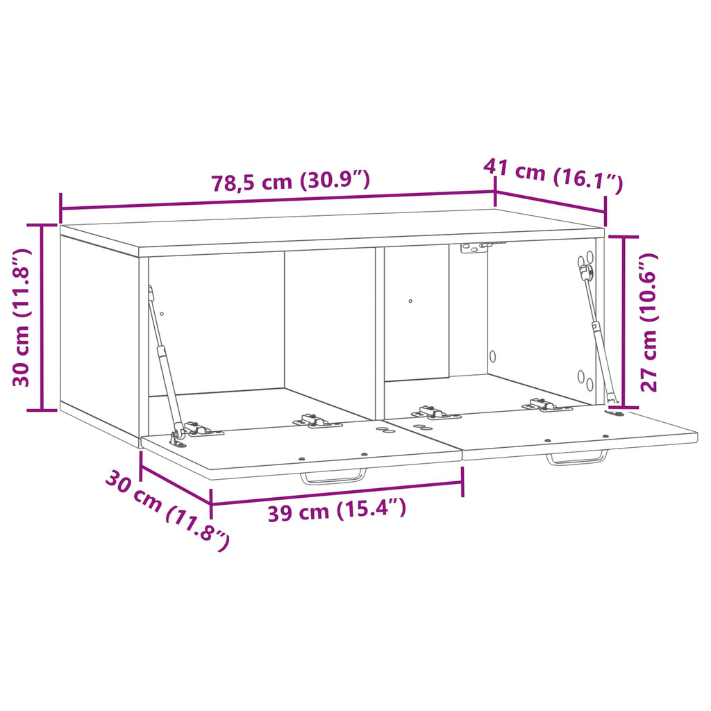 Wandmontierter TV-Schrank Altholz 78,5 x 41 x 30 cm